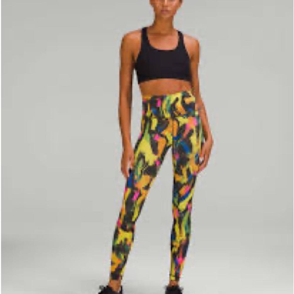 Lululemon Athletica Yellow and Pink Leggings Vibrant Style